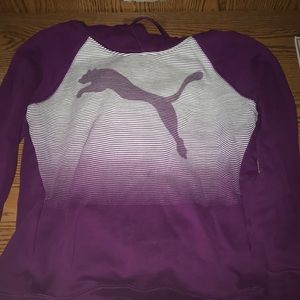 purple hooded Puma sweatshirt